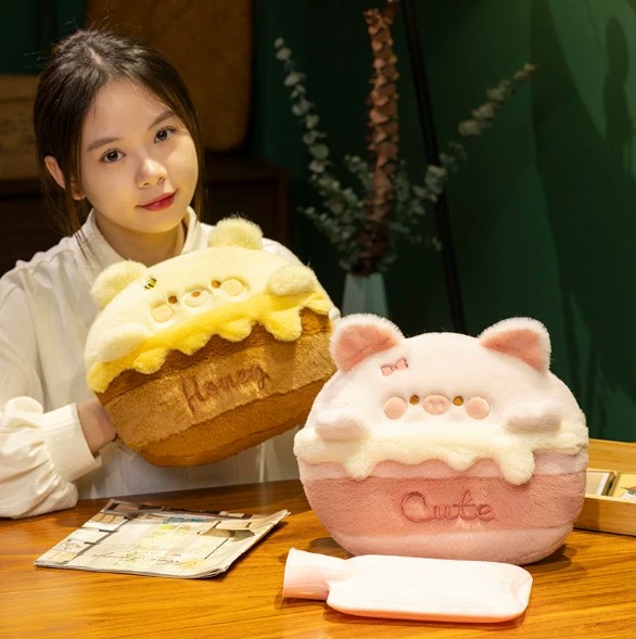 New Cartoon Cute Water-filled Warm Water Bag Cake Animal Hand Warmer Plush Toy Doll Winter Warm Pillow